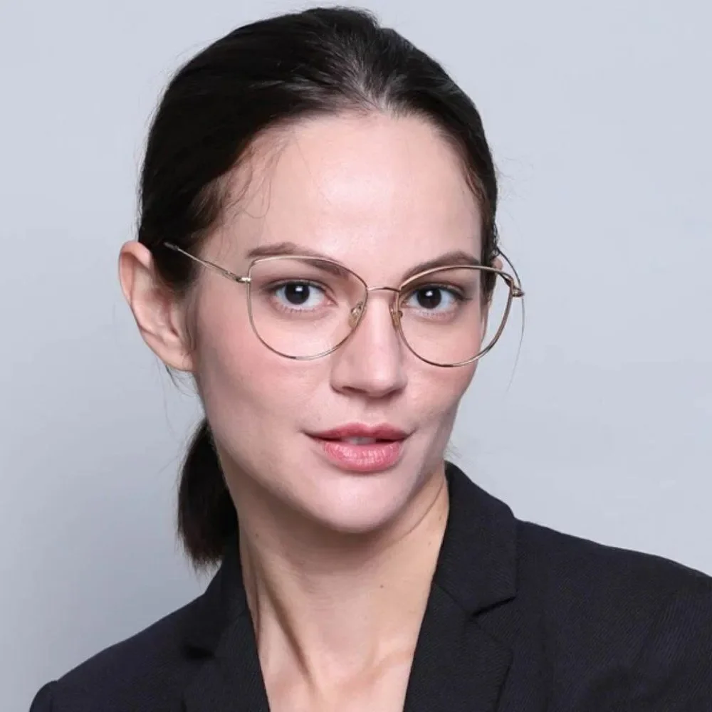 NEW Tom Ford TF5667-B 016 Palladium Blue Block Women Cat Eye Eyeglasses